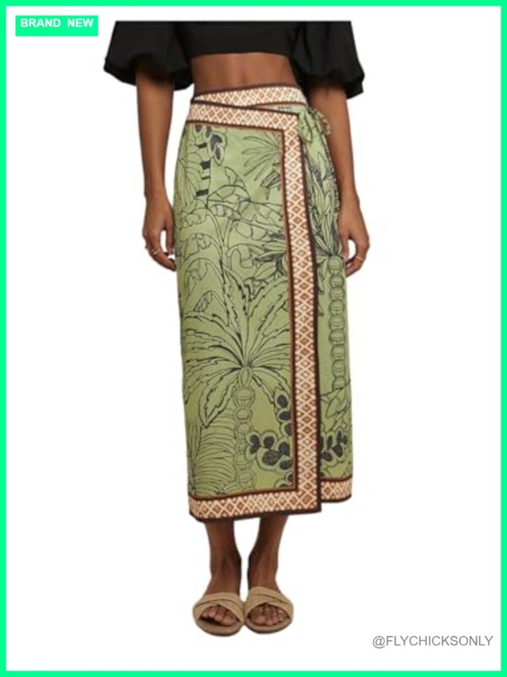 Boho Wrap Maxi Skirt Tropical Print Beach Vacation Midi Skirt